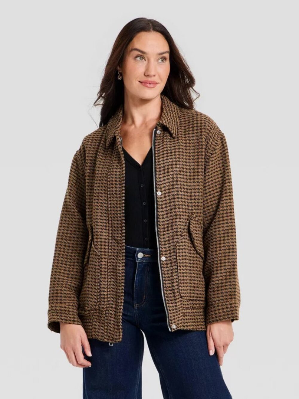 Women's Tweed Fashion Jacket - Universal Thread Brown M